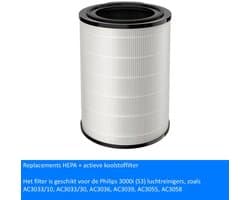 Replacements® FY3430/30 HEPA + Actief Kool Filter – compatibel met Philips 3000i modellen zoals AC3033/10, AC3033/30, AC3036, AC3039, AC3055, AC3058 en meer. — thumbnail 1