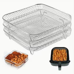 3-laags Roestvrijstalen Airfryer Accessoireset - Stapelbaar, Vaatwasserbestendig voor Ovens & Frituurpotten, Perfect voor Gezond Vakantie Bakken — thumbnail 1