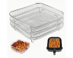 3-laags Roestvrijstalen Airfryer Accessoireset - Stapelbaar, Vaatwasserbestendig voor Ovens & Frituurpotten, Perfect voor Gezond Vakantie Bakken