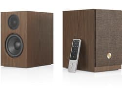 Audio Pro A28 W Smart Multiroom Actieve Boekenplank Speakers - Audio Pro Multiroom (Linkplay) - Ruimtecorrectie - 2x75W Speakers - Walnoot