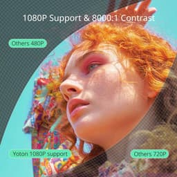 YOTON Y4 Mini Projector 720P HD, 200 Inch Groot Scherm Projector met Automatische Keystone Correctie en Bluetooth 5.2, iOS Bekabelde Verbinding voor Home Theater Film Gaming — thumbnail 4
