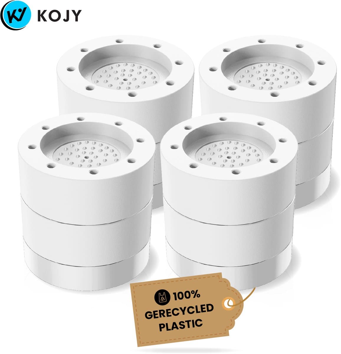 KOJY Wasmachine dempers - Verhoger - Stapelbaar - Wit - voor wasmachine en wasdroger - 8 Stuks — afbeelding 1