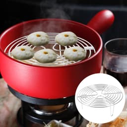 Rond stoomrek - Koelrek - Roestvrijstalen pannenrek - Kookrek - Stoomrek voor de airfryer - Stoomrek voor de snelkookpan - Taartrek -19.5*7.5cm - Geschikt voor bakken, inmaken, koken, stomen en grillen in de keuken - Zilver — thumbnail 2