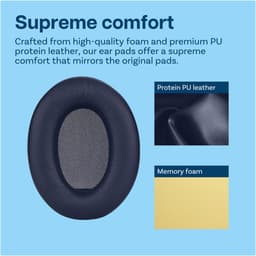 MMOBIEL Oorkussens voor Sony WH-1000XM4 Noise Cancelling Hoofdtelefoon - Memory Foam en Protein PU Koptelefoon Oorkussens - Noise Isolation Hoofdtelefoon Earpads – Blauw — thumbnail 3