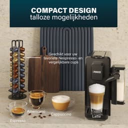Princess Capsule Koffiemachine met Melkopschuimer - 249455 – Geschikt voor Nespresso – 20 Bar – Espresso, Cappuccino & Latte – Compact – Automatisch Melksysteem - 1400 W — thumbnail 3