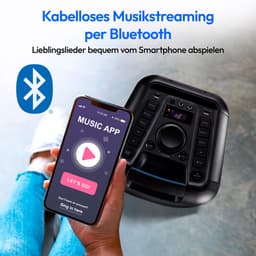 MEDION PX-1 Plus Partybox (accu, met microfoon, draagbare Bluetooth-luidspreker, muziekbox, lichteffecten, karaoke, 2 microfooningangen, AUX, USB) — thumbnail 4