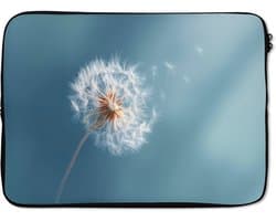 Laptophoes 13 inch - Paardenbloem - Wind - Blauw - Laptop sleeve - Binnenmaat 32x22,5 cm - Zwarte achterkant