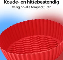 HipWare - Airfryer Siliconen mandje - Antiaanbaklaag - Vaatwasserbestendig - Rond - Rood — thumbnail 3