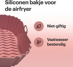 HipWare - Airfryer Siliconen mandje - Antiaanbaklaag - Vaatwasserbestendig - Vierkant - Roze — thumbnail 2