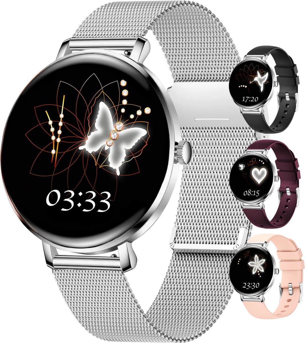 Bizoule Amor Smartwatch Dames - Zilver - AMOLED - Horloge met Belfunctie - Stappenteller - Hartslagmeter - Slaapmonitor - Multisport - Geschikt voor Android en iOS — afbeelding 1