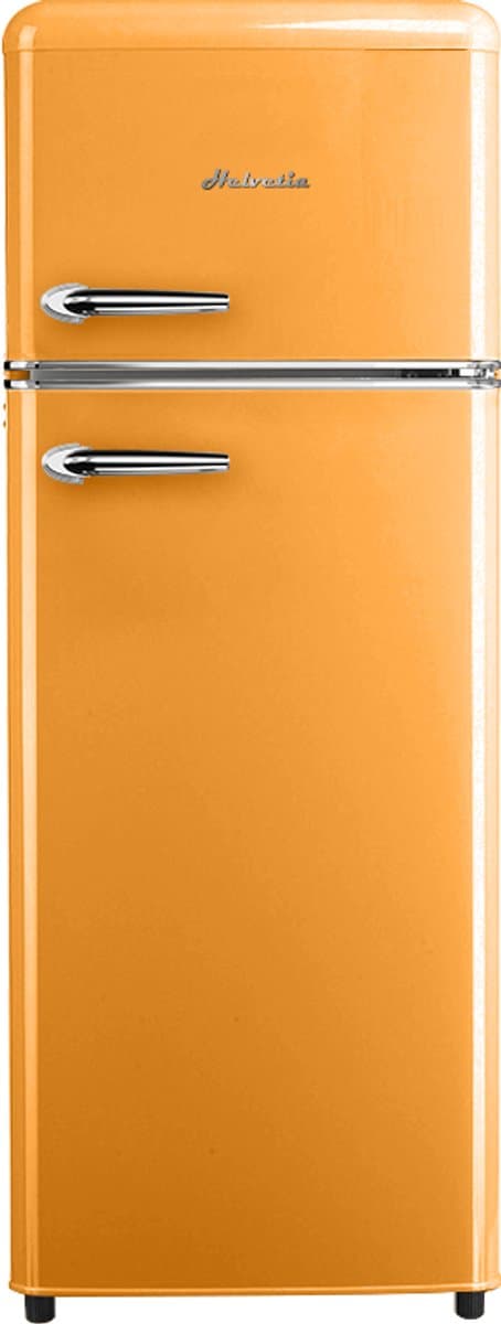 Helvetia Retro Koelvriescombinatie HRDPER206EO1 - Oranjekleur - 144cm Hoog - 4ster Vriezer - Vintage - 206 Liter — afbeelding 1