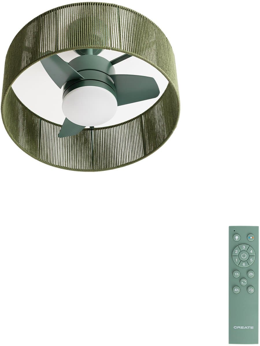 CREATE - Stille plafondventilator 25W met licht - Sage - Ø55cm - WIND LAMP WOVEN — afbeelding 1