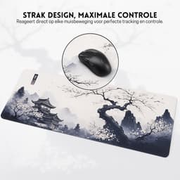 Intelectronics XXL Gaming Muismat - Stijlvolle en Functionele Bureaumat - Natuurlijk Rubber - Dubbel Genaaide Randen - Groot Formaat - Esthetisch Ontwerp - Perfect voor Thuiswerk - Kersenbloesem - Wit — thumbnail 3