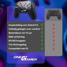 OneGamer Draadloze Controller - Geschikt voor Nintendo Switch & Switch 2 - Nintendo Switch Accessoires — thumbnail 3