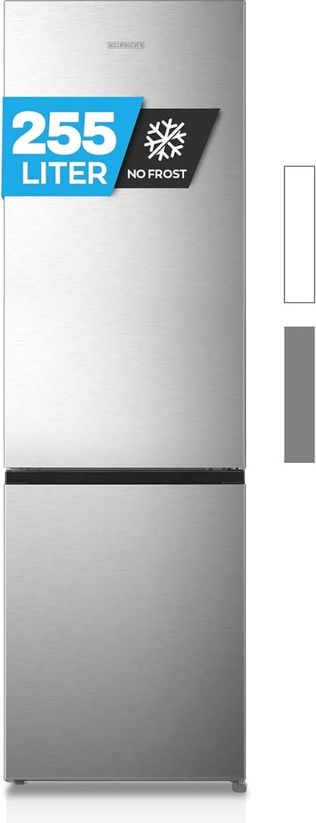 Heinrich´s HKS 3094 Koel- en vriescombinatie 255 liter - No Frost - XXL - koelvolume 188 l, vriesvak 67 l - stil 40 dB - energieklasse E - inox — afbeelding 1