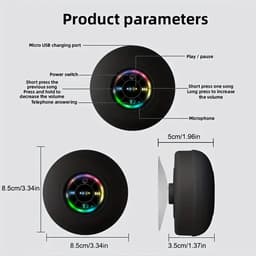Crrynuo - Bluetooth Speaker - Draadloze Speaker - 8.5*8.5Cm - 1 Stuk - USB Opladen - Zwart — thumbnail 4