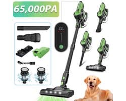 Grenintol Steelstofzuiger - 8 in 1 Steelstofzuiger Draadloos - Zelfstaande Stofzuiger Zonder Zak - 300W/2200 mAh Accu - 55 Minuten - 1,2 L Stofbak - voor Tapijten en Harde Vloere - 65,000PA - Groente