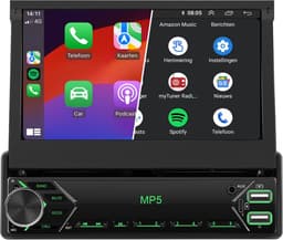 Universeel 1 DIN | Klapscherm 7 inch | Draadloos CarPlay & Android Auto | Autoradio — thumbnail 1