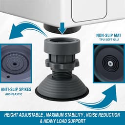 4 stuks Wasmachine Ondersteuning -Verstelbare Hoogte Anti-vibratie Wasmachine Voetkussens voor Wasmachine en Droger-Antislipmat kunststof schokabsorberende beugel-Wasmachine voeten verstelbare voet，grijs — thumbnail 3
