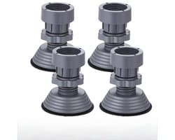 4 stuks Wasmachine Ondersteuning -Verstelbare Hoogte Anti-vibratie Wasmachine Voetkussens voor Wasmachine en Droger-Antislipmat kunststof schokabsorberende beugel-Wasmachine voeten verstelbare voet，grijs