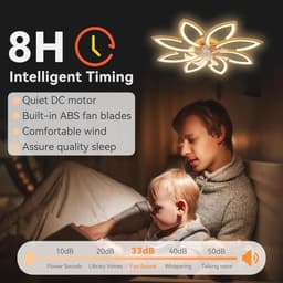 8 Bloem Ventilator Lamp - Moderne Plafondlamp Ventilator - 6 Standen - Wit - Dimbaar - Plafondventilator — thumbnail 2