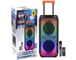 WDLR DR-8833 Karaoke Speaker – Bluetooth Party Speaker met Microfoon, Afstandsbediening & LED-lichten – 2x 8 inch – 40W – Draagbaar