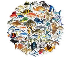 Meer Leuks - Stickerset Vissen - 50 stuks - Fish Sticker - Bullet Journal Stickers - Planner Agenda Stickers - Scrapbook stickers - Laptop stickers - Telefoon stickers - Bujo stickers