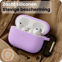 Hoesje - Geschikt voor Apple Airpods Pro 3 - met Clip - Siliconen Hoes - Silicone Case Cover - Lila — thumbnail 4