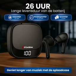 S-Combines Live Pro 2 - Draadloze Oordopjes - Bluetooth - Noise Cancelling ANC+ENC - 35 uur speeltijd - LED Display - Met Microfoon - Zwart — thumbnail 5