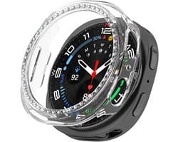 Stravo Luxe diamant hoesje voor Samsung Galaxy Watch 8 - 40mm - Semi Cover Hard Case - Beschermend Horlogekastje zonder screenprotector - Transparent