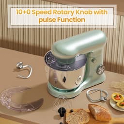 Royal Swiss® - Keukenmachine Keukenrobot met Mengkom 5L - 1500W Planetair Mengsysteem - 10 Snelheden + Pulse - RVS Mengkom - Mintgroen — thumbnail 5