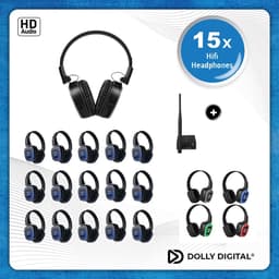 Silent Disco Pro Box 15| 15 HiFi Headsets FD-Pro, oplaadbare zender T70, Storage Box | DOLLY DIGITAL© — thumbnail 1