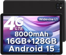 DOOGEE T10W - Tablet - 9GB RAM + 128GB ROM (2TB/TF) - 10,1 Inth TUV low blue light - 8000mAh - Android 15 - Dubbele luidsprekers - Face ID - Zwart — thumbnail 1