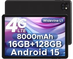 DOOGEE T10W - Tablet - 9GB RAM + 128GB ROM (2TB/TF) - 10,1 Inth TUV low blue light - 8000mAh - Android 15 - Dubbele luidsprekers - Face ID - Zwart