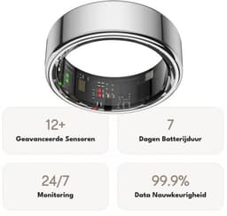 Focus® S1 Smart Ring - Zilver - Maat 12 - Hartslag - Menstruatiecyclus - Slaap Monitor - Slimme Ring - Sport Prestatie - Stappenteller -IP68 Waterdicht - O2 Meting - Dames - Heren - Wearables - Oplaad Case - beschermring — thumbnail 4