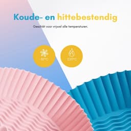 HipWare - Airfryer Siliconen mandje - Antiaanbaklaag - Vaatwasserbestendig - Rond - Roze/Blauw — thumbnail 3
