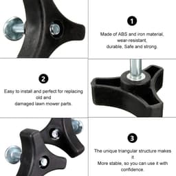 4x Grasmaaier handvat schroeven - Universele grasmaaier moeren en bouten - Grasmaaier accessoires, vervangende bouten, driehoekige handgrepen, geschikt voor de meeste grasmaaiers — thumbnail 2