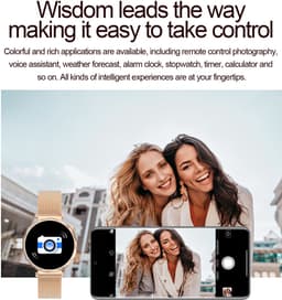 Knobbout 1.6” Elegant Design Smartwatch met Bluetooth Bellen – AI Spraakassistent - Muziekbediening - Vrouwelijke Gezondheidszorg - Sporttracking- Multifuntioneel Horloge - Gouden staal + silicone band — thumbnail 4