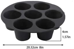 Siliconen Bakvorm - 7 Cups Non-stick Bakvormpjes - 20 Cm - Herbruikbaar, Bpa-Vrij - Bakaccessoire - Airfryer Siliconen Cupcake Bakvorm - Siliconen Muffin Bakvormen - Geschikt Voor Het Bakken Van Cupcakes, Brownies, Chocolade - Zwart — thumbnail 6