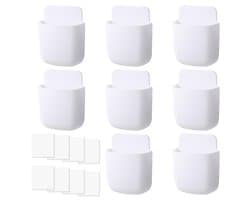 8 stuks Zelfklevende Wandhouder voor Afstandsbedieningen – ABS Organizer voor Smartphones, Pennen, Brillen en Kleine Voorwerpen, Ruimtebesparend, Geen Boren Nodig, Voor Woonkamer, Slaapkamer en Kantoor