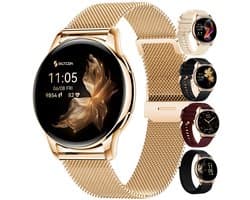 Siltcon® Auréa Smartwatch Dames - Horloge Dames - Stappenteller Horloge Dames - Hartslagmeter - Slaapmonitor - Saturatiemeter - Geschikt voor iOS/Android - AMOLED - RVS - Elke pols - Incl. 5 Bandjes