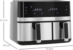 HOMCOM-Heißluftfritteuse-Stahl, Kunststoff-41,8L x 39,2B x 31,1H cm-Schwarz — thumbnail 5