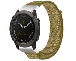 Stoffen nylon bandje geschikt voor Garmin Fenix 5x - Plus & Sapphire - Fenix 6x - Fenix 7x Pro & Sapphire - Garmin Fenix 8 - 51mm - Fenix Enduro - Quickfit 26 / 26mm band voor Garmin smartwatches - Horlogebandje - Polsband - groen