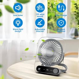 Draagbare USB Ventilator met 199 Snelheden en Stil Geluid – Ultradunne Mini Ventilator voor Thuis, Kantoor en Outdoor — thumbnail 3