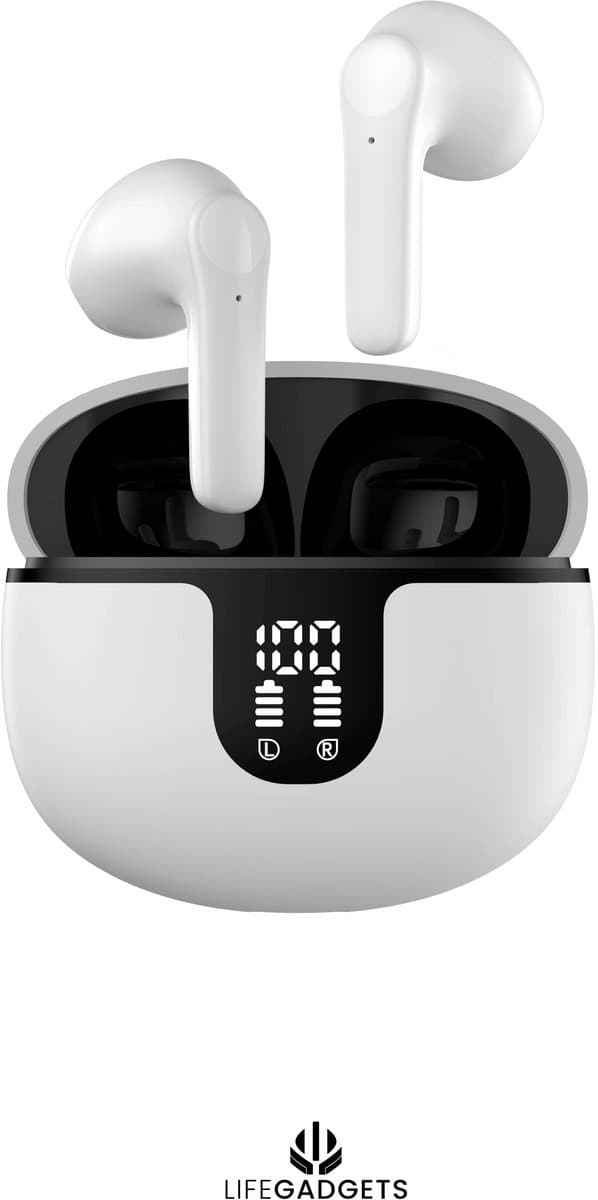 Lifepods s61 draadloze oordopjes - Bluetooth oordopjes - Draadloze oortjes - Oortjes draadloos - Earpods - Sport oordopjes - Geschikt voor Smartphone & Laptop - Wit — afbeelding 1