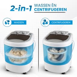Vonia Mini Wasmachine - Kleine wasmachine - Met centrifuge en bovenlader - Wascapaciteit 2,6 kg - Energiezuinig - Wit/Blauw — thumbnail 3