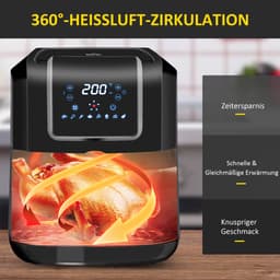 HOMCOM-Heißluftfritteuse-Stahl, Kunststoff-36,5L x 29B x 33,8H cm-Schwarz — thumbnail 4