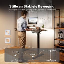 SENSE7 NOJO LIGHT - Zit Sta Bureau - 120 cm x 60 cm - Elektrisch bureau - Verstelbare bureau - Elektrische Hoogteverstelling - Hoogte 72-118 cm - Intelligent Bedieningspaneel - Zwart — thumbnail 3