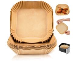 EXCITAT Airfryer bakplaten - Wegwerpbare bakplaten - 20x20cm - Geschikt voor Airfryer ovens - 100 stuks