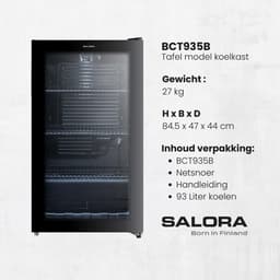 Salora BCT935B - Koelkast Tafelmodel - Koelkast - Koelkasten Vrijstaand - 93 l - Glazen deur — thumbnail 4